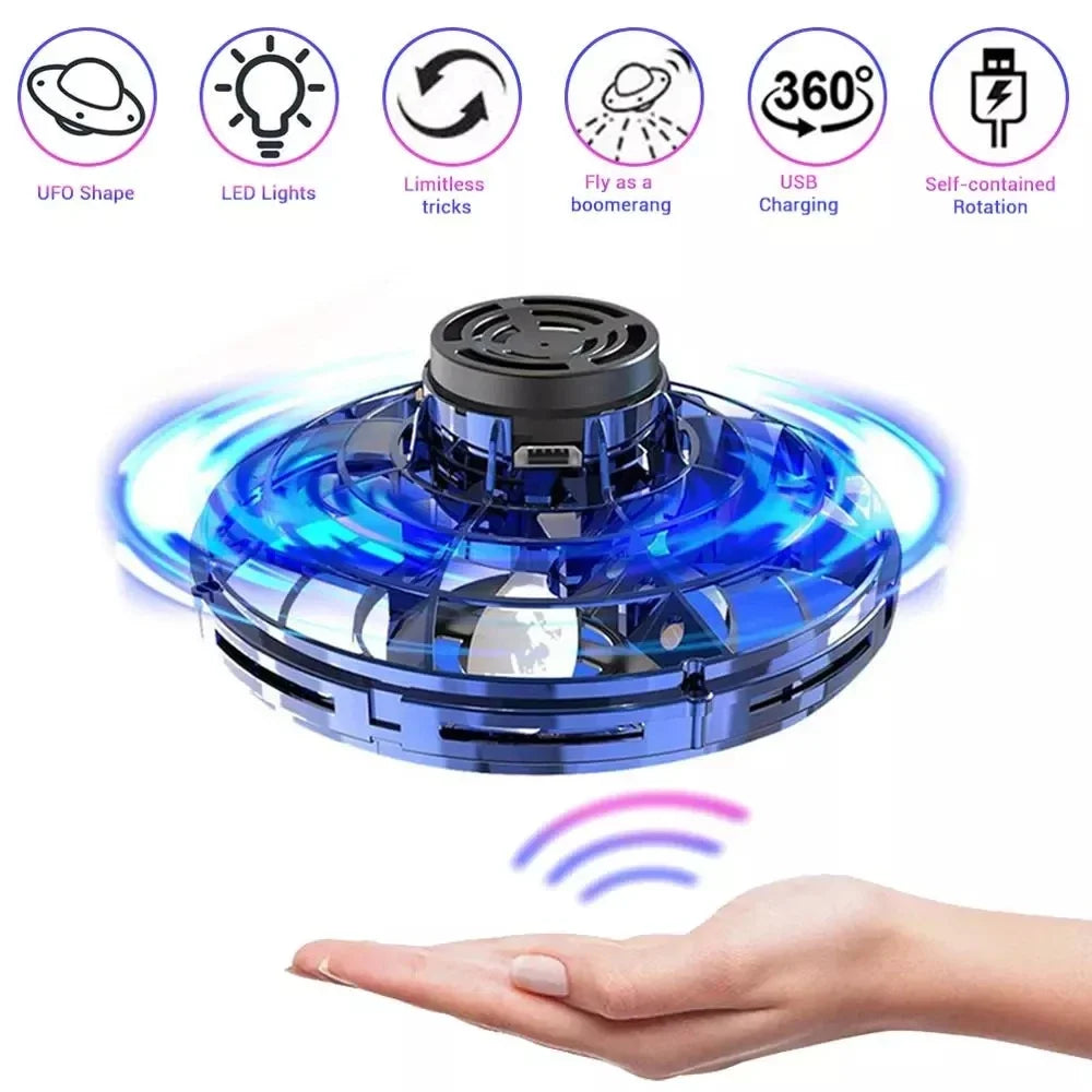 LED UFO Flying Spinner Toy – Hand-Controlled Mini Drone for Kids & Adults