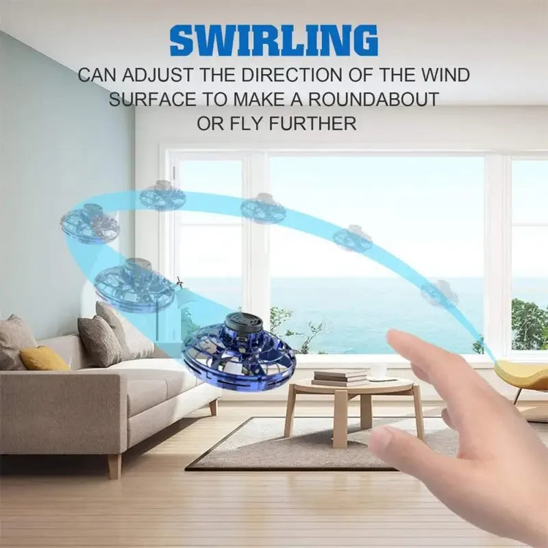 LED UFO Flying Spinner Toy – Hand-Controlled Mini Drone for Kids & Adults