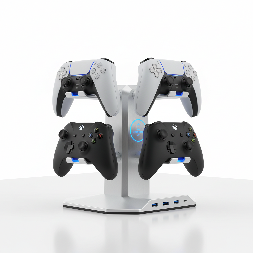 Dual Gaming Controller Stand with Charging Ports