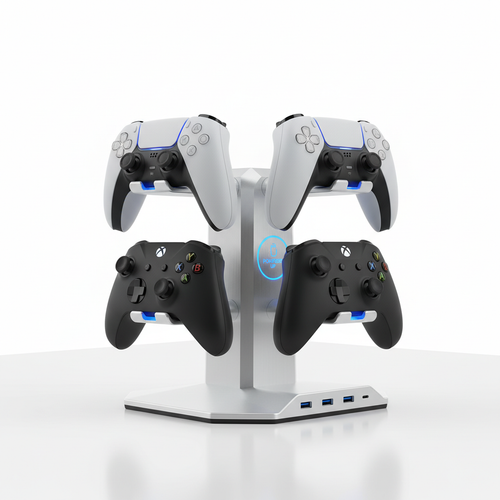Dual Gaming Controller Stand with Charging Ports
