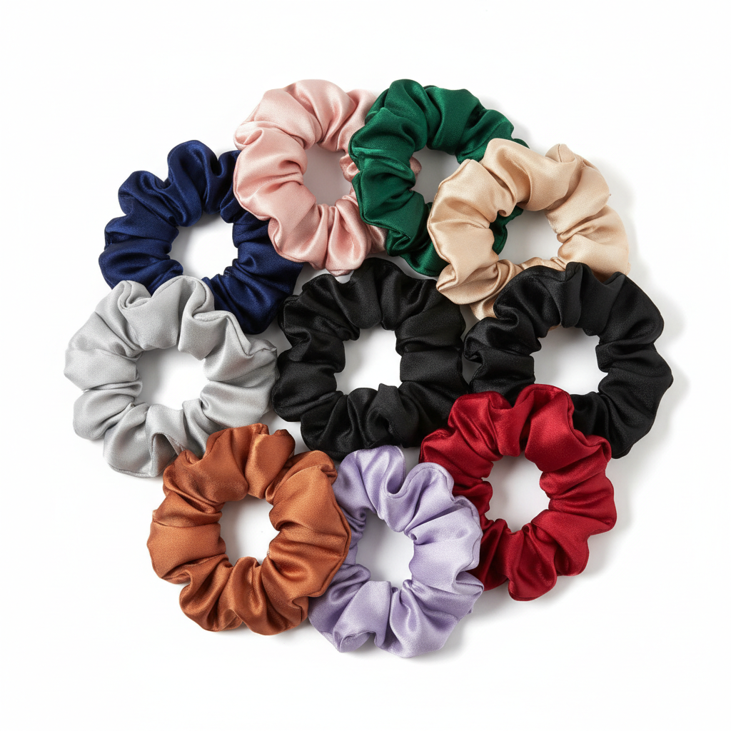 Silk Satin Scrunchies Set 10pc