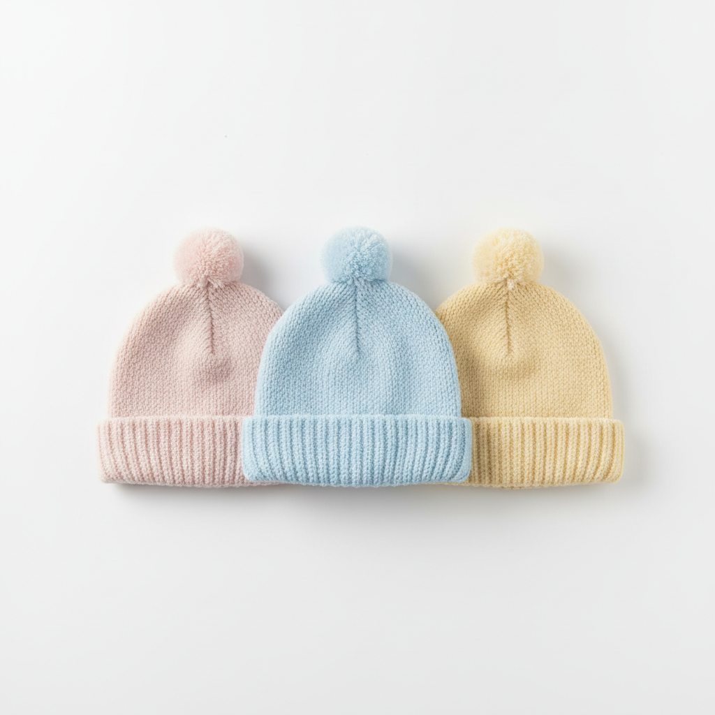 Baby Knit Beanie Hat Set 3pc