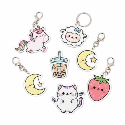 Kawaii Acrylic Keychain Set