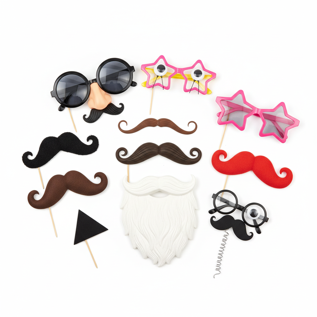 Fake Mustache & Glasses Disguise Set