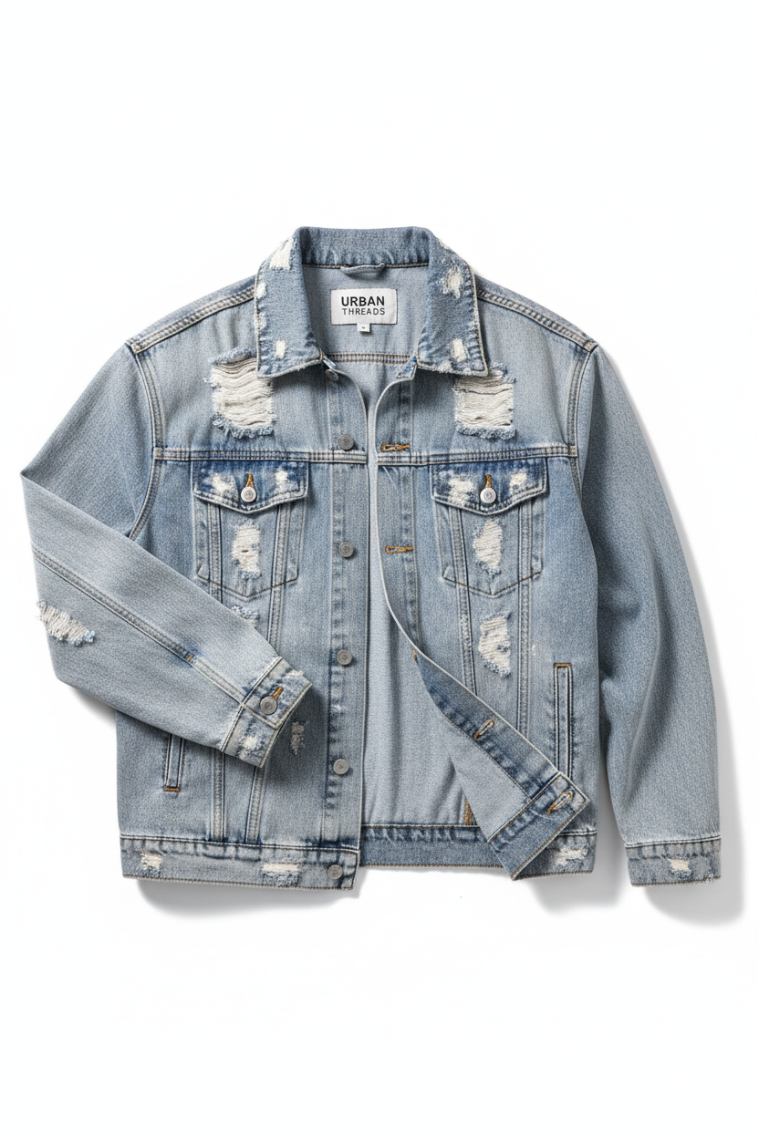 Men's Oversized Distressed Denim Jacket