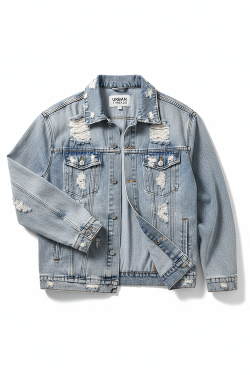 Men's Oversized Distressed Denim Jacket