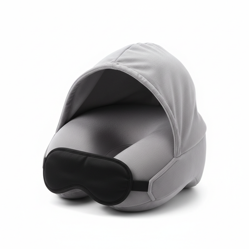 Memory Foam Travel Neck Pillow with Hood