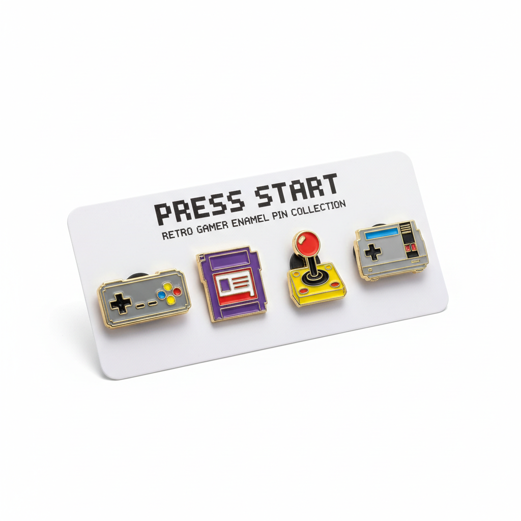 Retro Gaming Enamel Pin Set 4pc