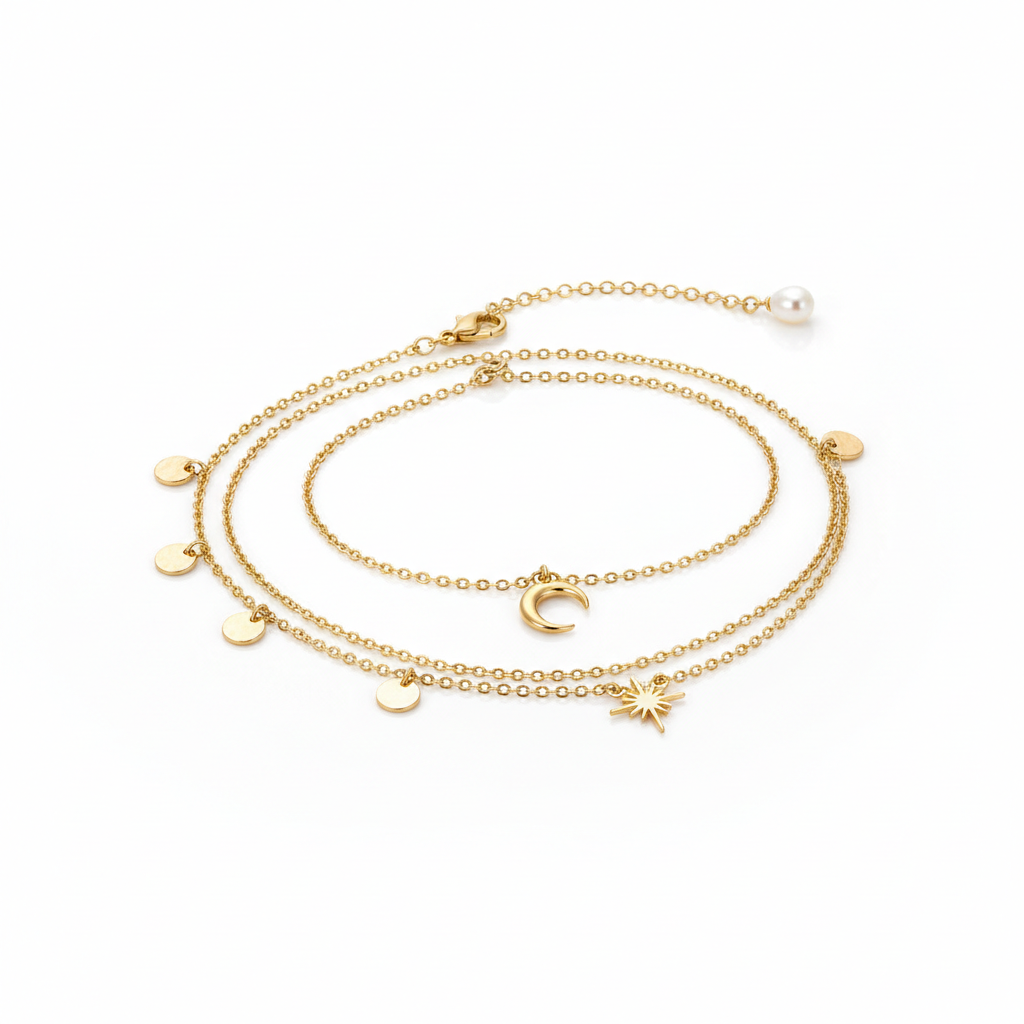 Dainty Gold Anklet Set 3pc