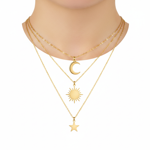 Layered Celestial Necklace Set 3pc