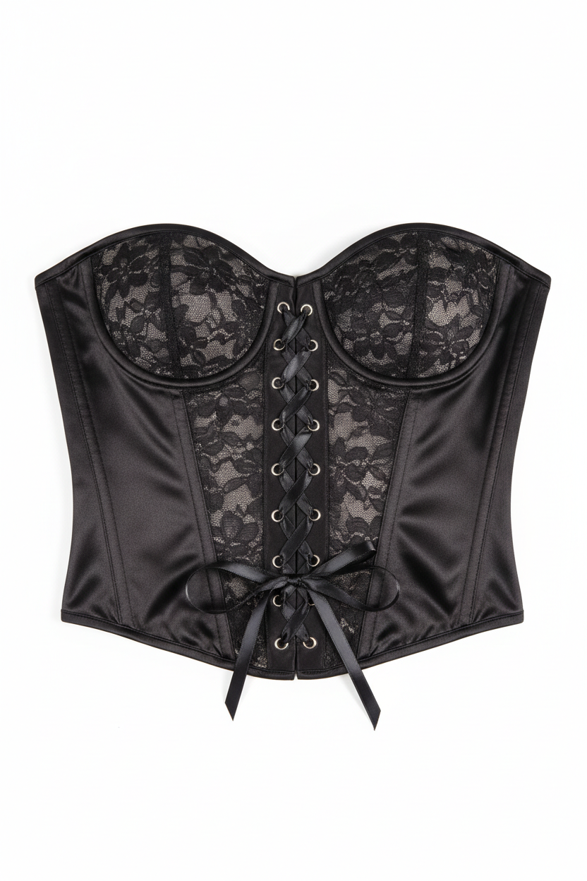 Women's Satin Lace-Up Corset Top