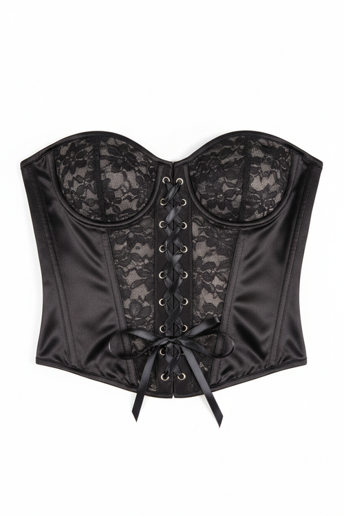 Women's Satin Lace-Up Corset Top
