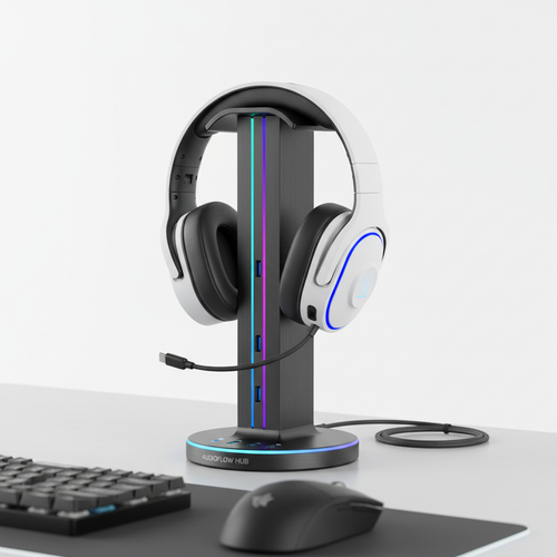 Gaming Headset Stand with USB Hub