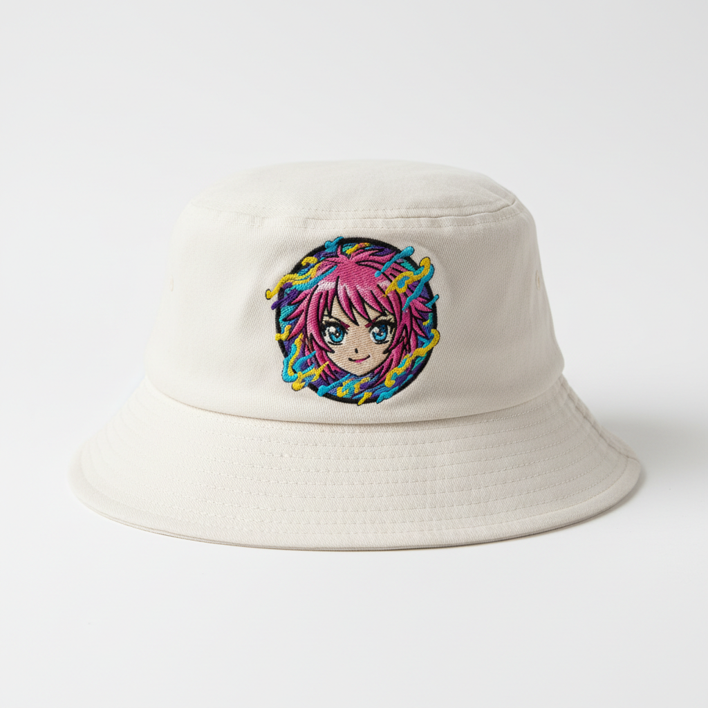 Anime Embroidered Bucket Hat