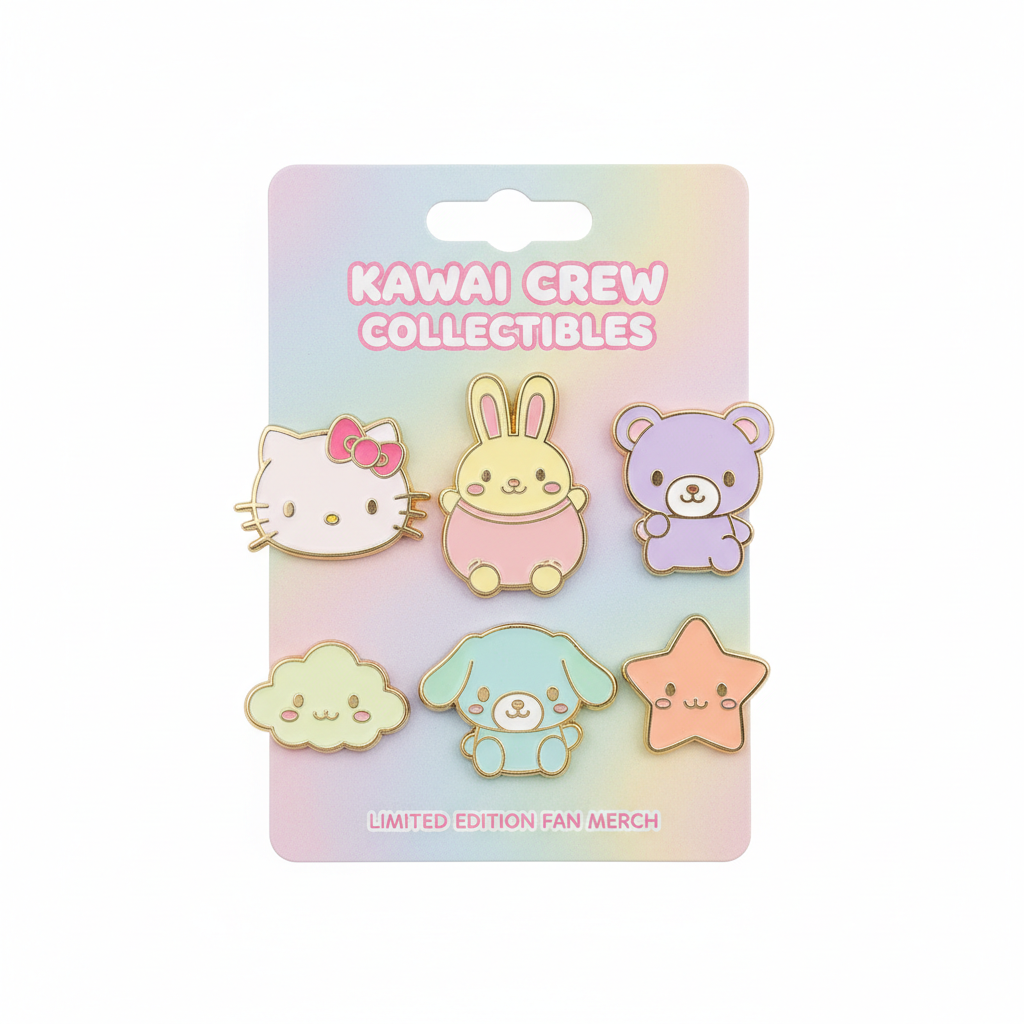 Sanrio Characters Enamel Pin Set 6pc