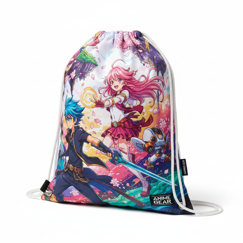 Anime Print Drawstring Bag