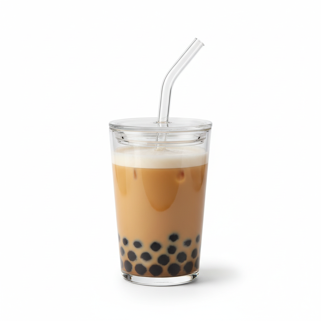 Glass Boba Tea Cup with Straw 24oz