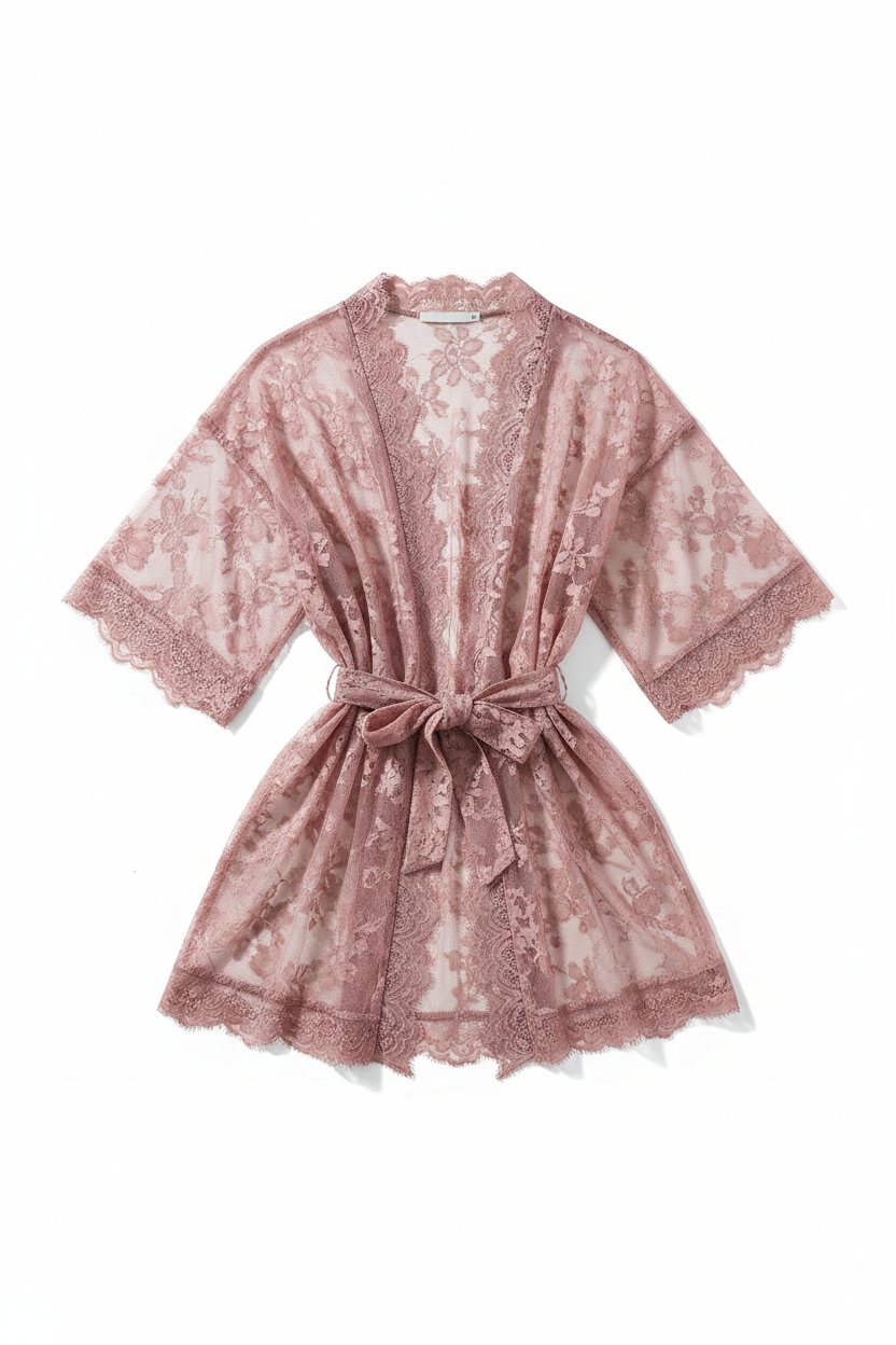 Women's Short Lace Kimono Robe