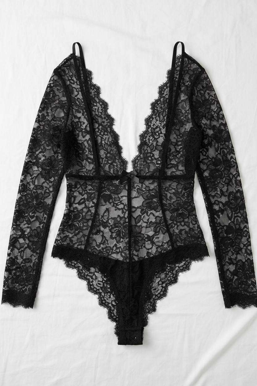 Women's Plunge Neck Lace Bodysuit