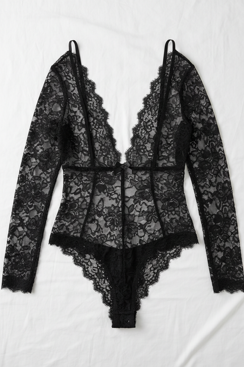 Women's Plunge Neck Lace Bodysuit