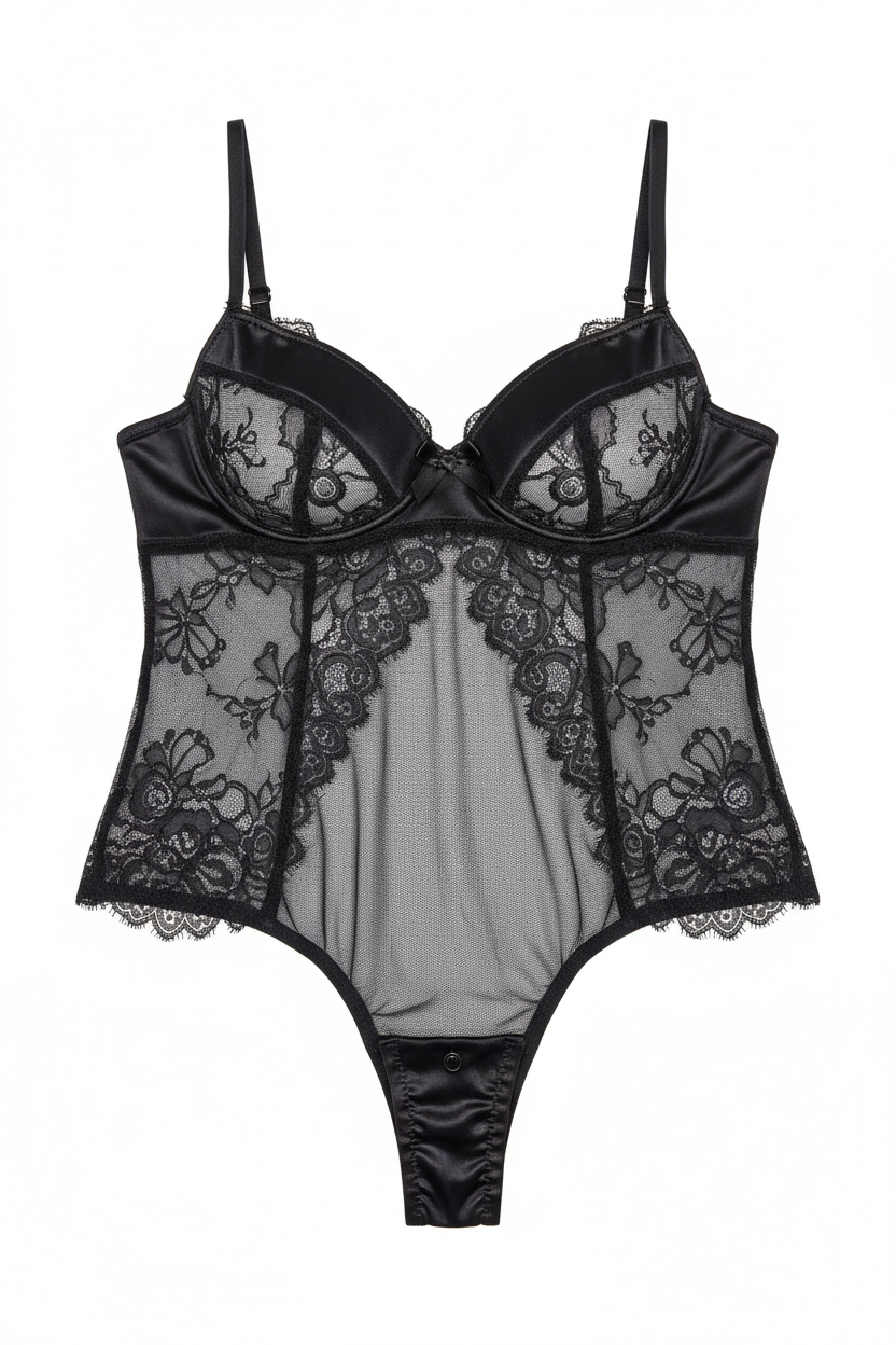 Women's Satin & Lace Teddy One-Piece Lingerie