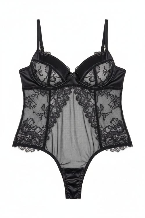 Women's Satin & Lace Teddy One-Piece Lingerie