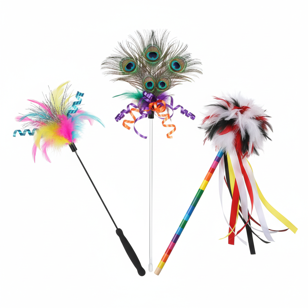 Cat Wand Feather Toy Set 3pc