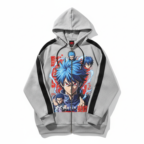 Oversized Anime Zip-Up Hoodie