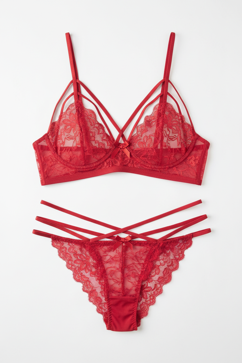 Strappy Lace Bralette & Panty Set
