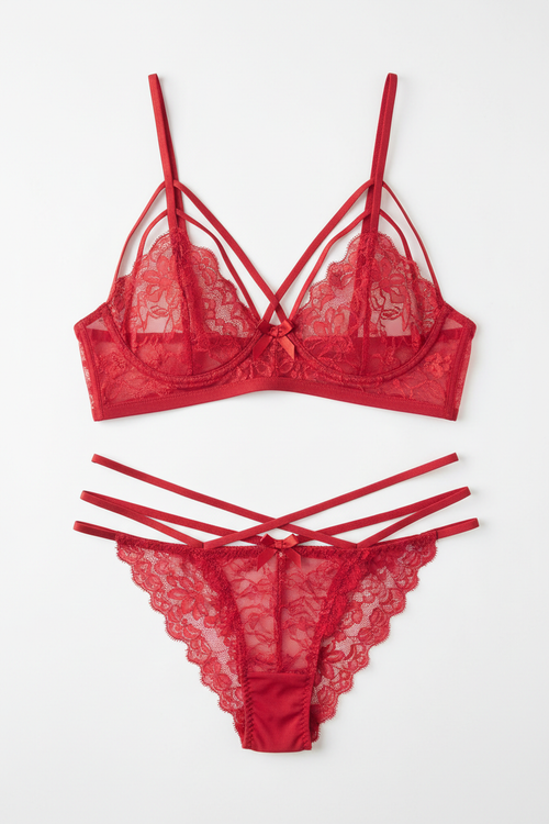 Strappy Lace Bralette & Panty Set