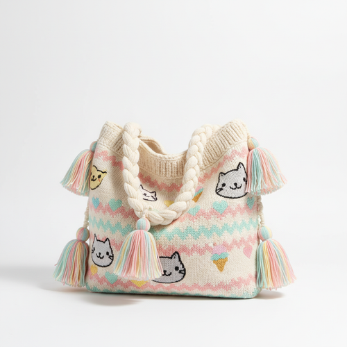 Kawaii Knitted Tote Bag