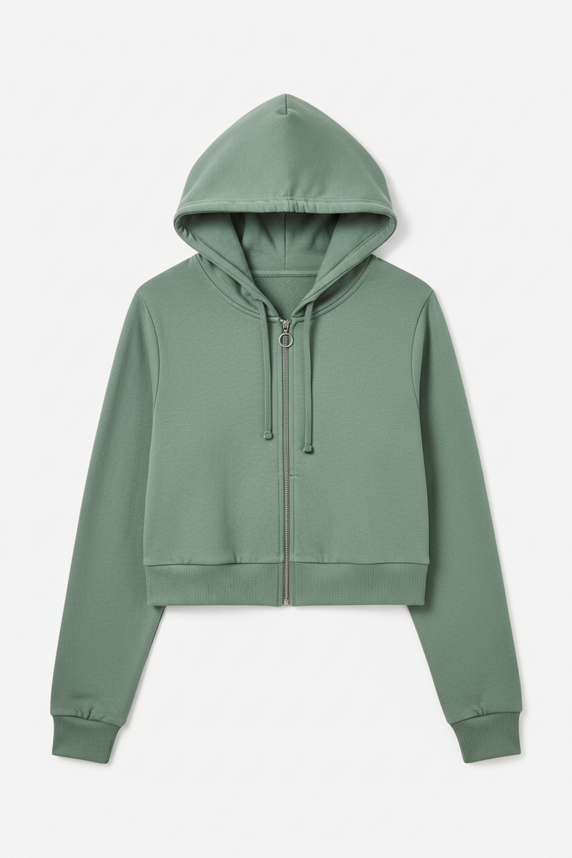 Women's Cropped Zip-Up Hoodie