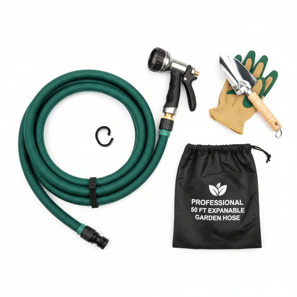 50-Foot Expandable Garden Hose with Nozzle