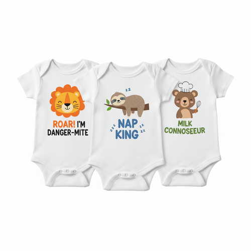 Baby Onesie Set 3pc Funny Prints