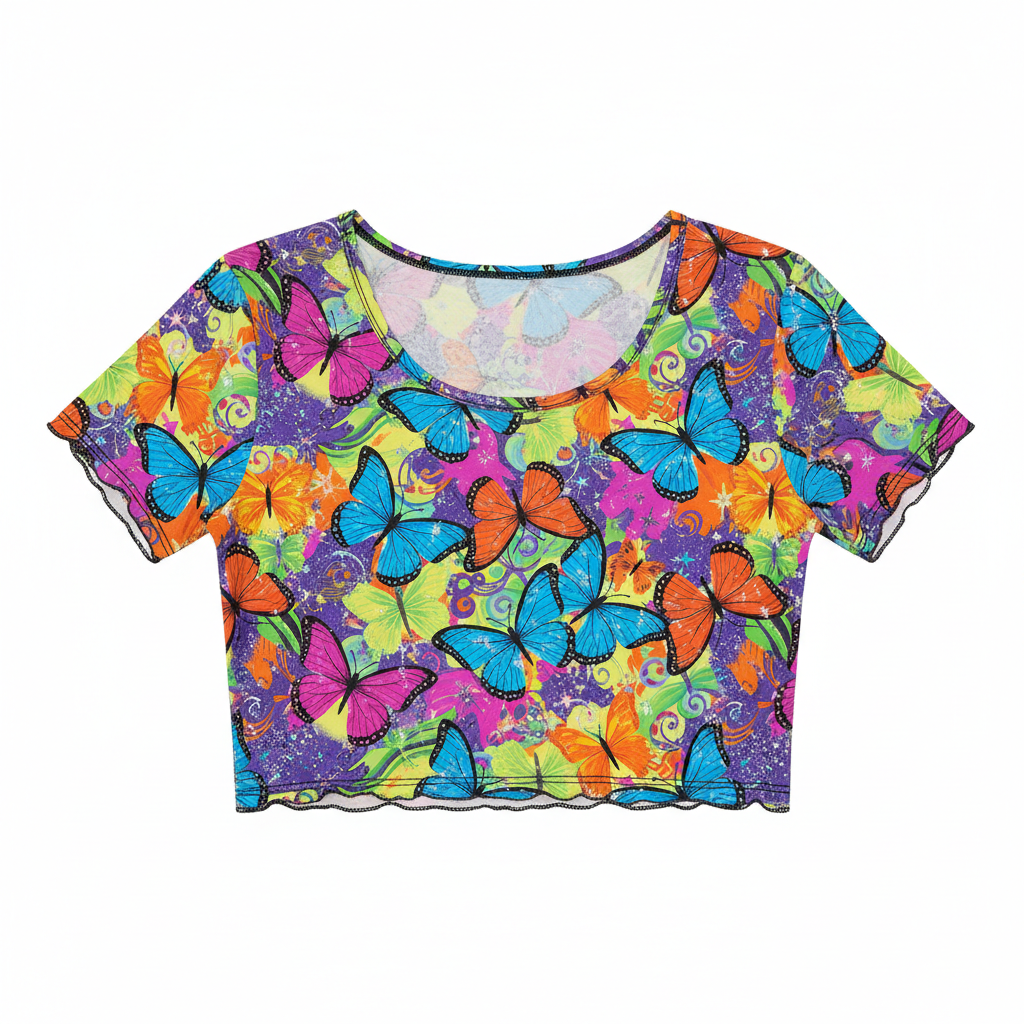 Y2K Butterfly Print Crop Top